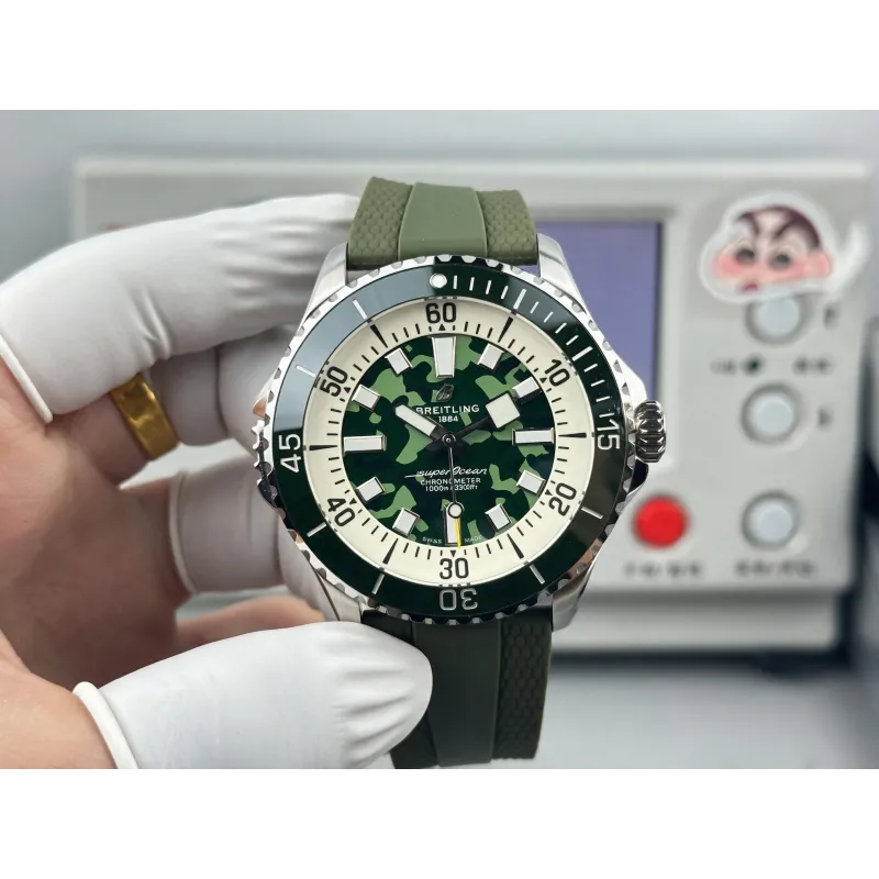 Breitling Superocean Automatic 46 E10379D31L1S1 Replica - Gruenes Zifferblatt Kautschukarmband
