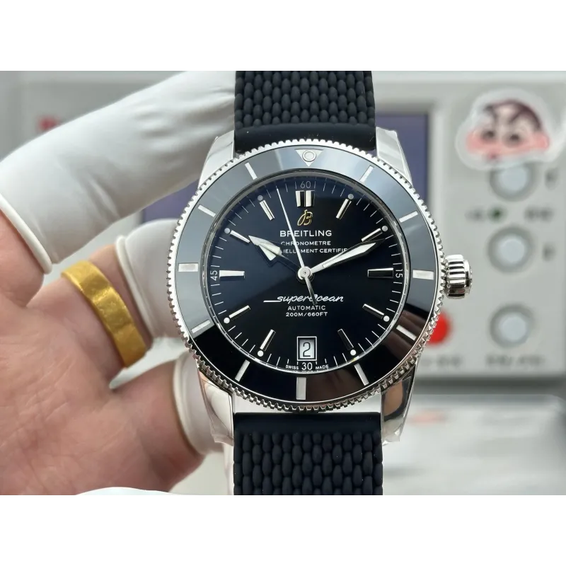 Breitling Superocean Heritage AB201012 Replica - Schwarzes Zifferblatt Kautschukarmband