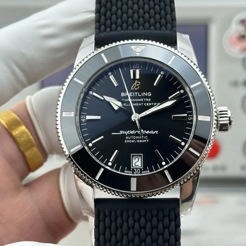 Breitling Superocean Heritage AB201012 Replica - Schwarzes Zifferblatt Kautschukarmband