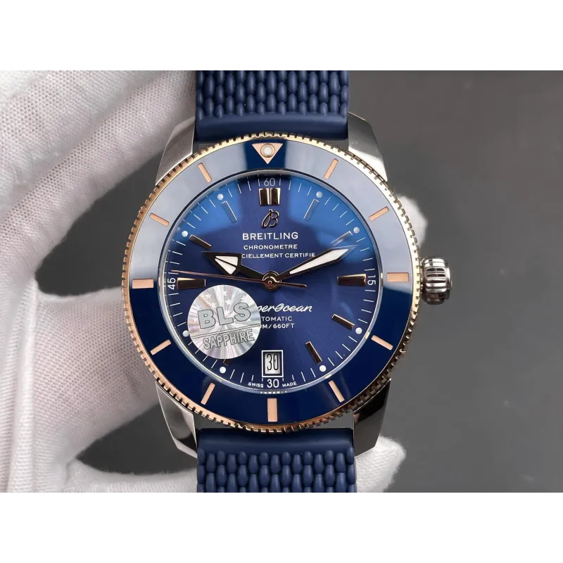 Breitling Superocean Heritage UB3112161C1S1 Replica - Blaues Zifferblatt Geriffelte Luenette