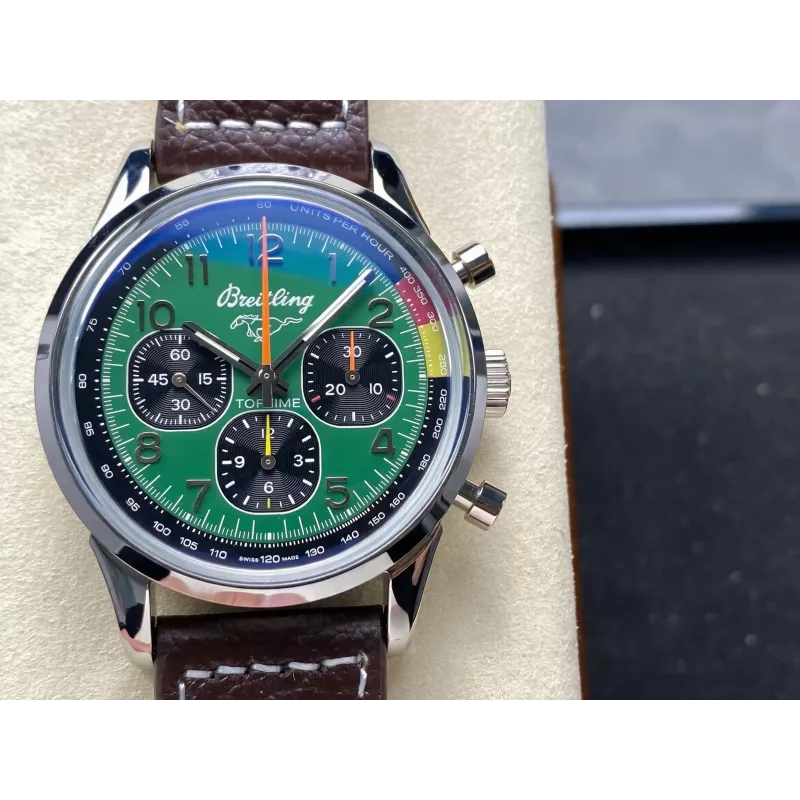Breitling Top Time B01 Ford Mustang AB01762A1L1X1 Replica - Gruenes Zifferblatt Edelstahl