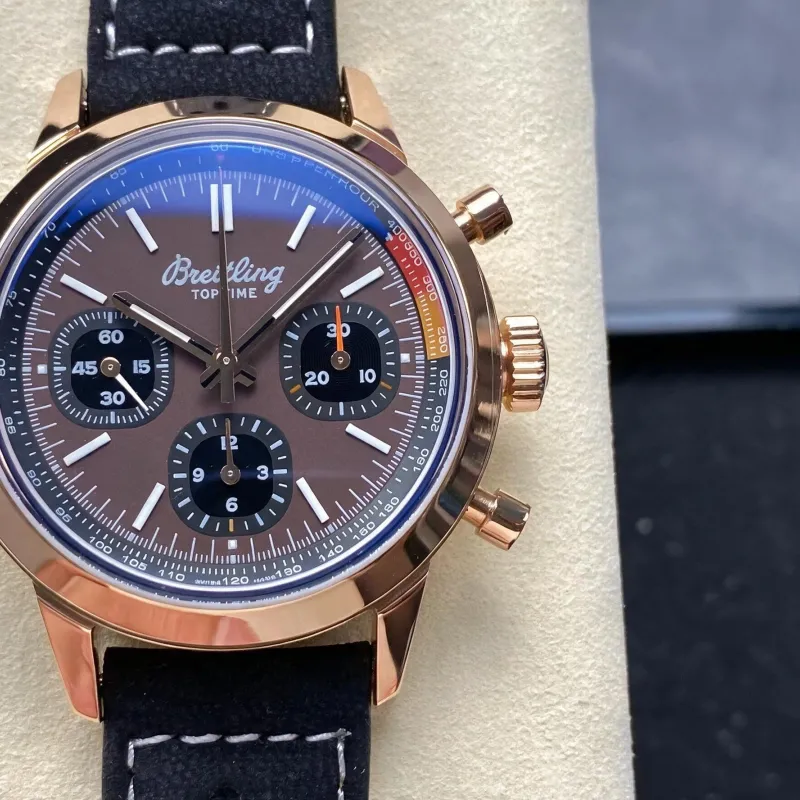 Breitling Top Time B01 Chronograph RB01761A1Q1X1 Replica - Braunes Zifferblatt Lederarmband