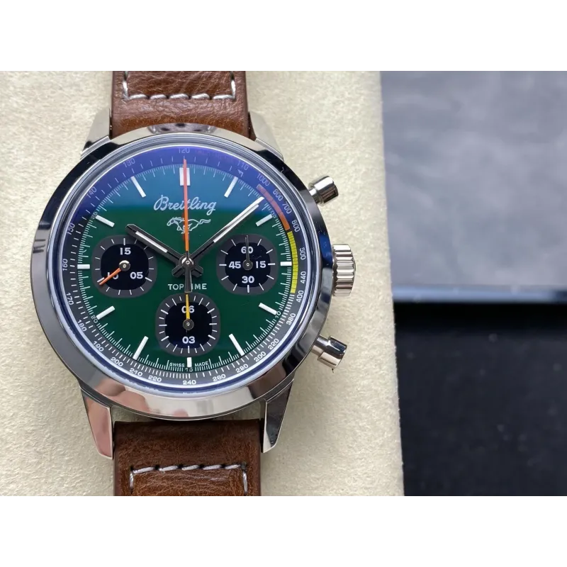 Breitling Top Time Ford Mustang A253101A1L1X1 Replica - Gruenes Zifferblatt Edelstahl
