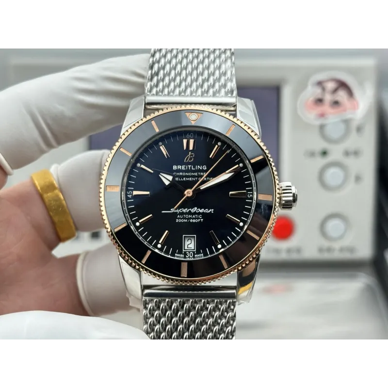 Breitling Superocean Heritage UB2010121B1A1 Replica - Schwarzes Zifferblatt Milanaise-Armband