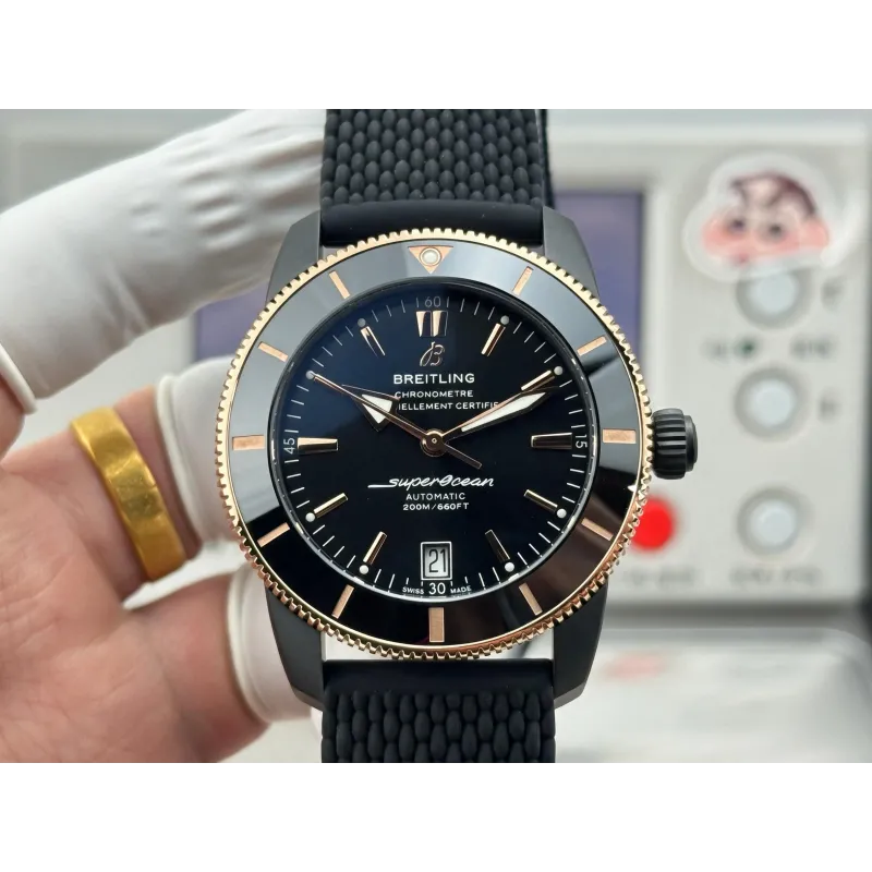 Breitling Superocean Heritage UB20303A1B1S1 Replica - Schwarzes Zifferblatt Edelstahl