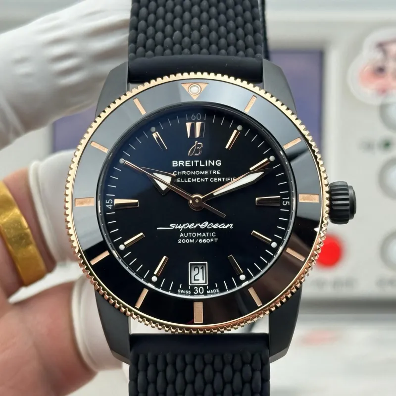 Breitling Superocean Heritage UB20303A1B1S1 Replica - Schwarzes Zifferblatt Edelstahl