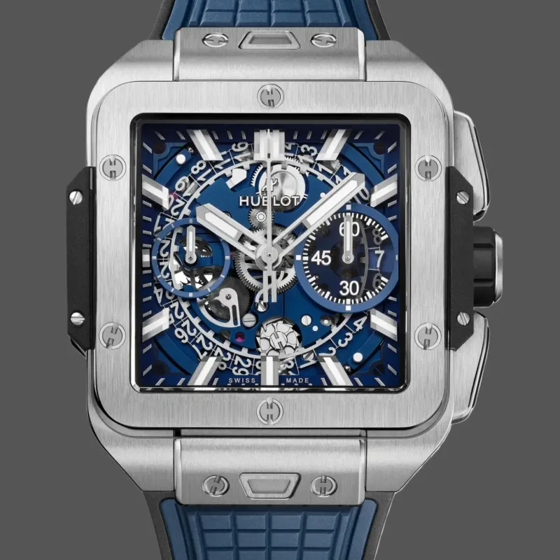 Hublot Square Bang Unico Titanium Blue 821.NX.5170.RX Replica - Kautschukarmband Titan