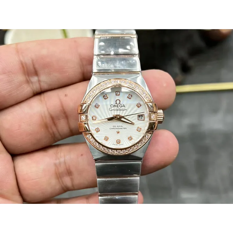 Omega Constellation Unisex 123.25.27.20.55.001 Replica - Perlmutt-Zifferblatt Geriffelte Luenette