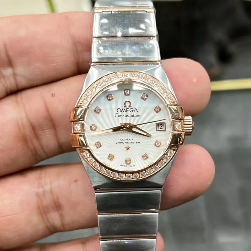 Omega Constellation Unisex 123.25.27.20.55.001 Replica - Perlmutt-Zifferblatt Geriffelte Luenette