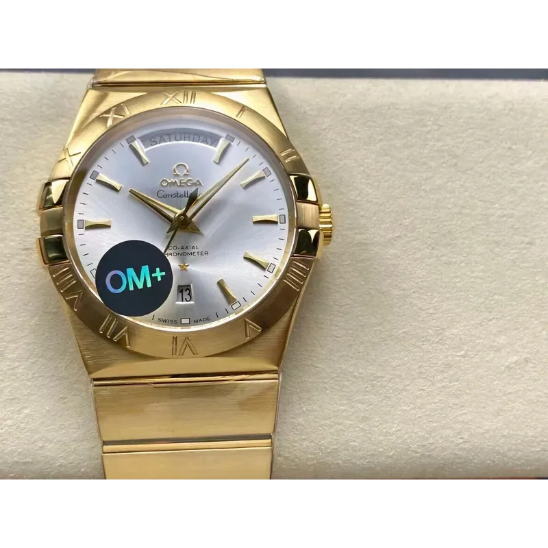 Omega Constellation 123.50.38.22.02.002 Replica - Silbernes Zifferblatt Geriffelte Luenette