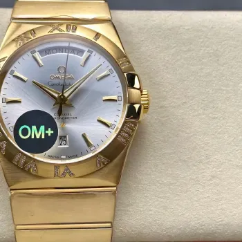 Omega Constellation 123.55.38.22.02.002 Replica - Silbernes Zifferblatt Geriffelte Luenette