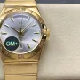 Omega Constellation 123.55.38.22.02.002 Replica - Silbernes Zifferblatt Geriffelte Luenette