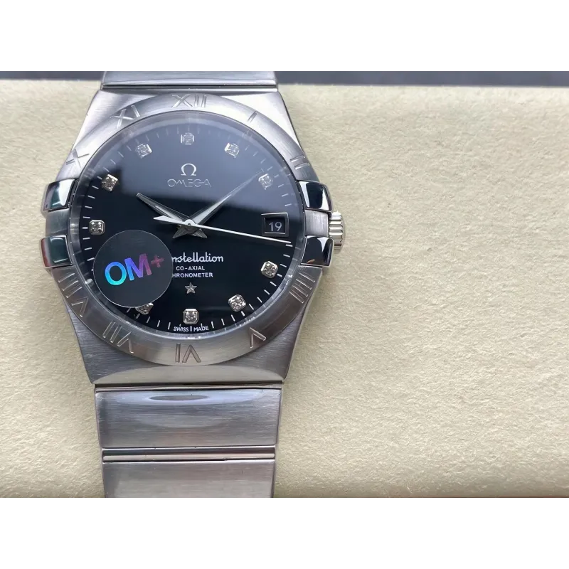 Omega Constellation 123.10.38.21.51.001 Replica - Schwarzes Zifferblatt Edelstahl