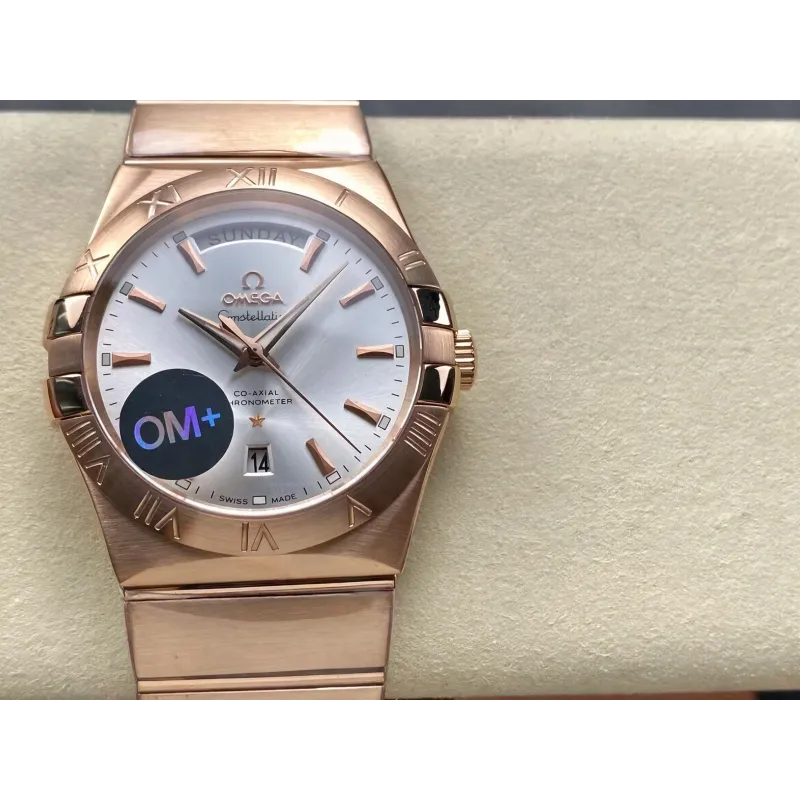 Omega Constellation 123.50.38.22.02.001 Replica - Silbernes Zifferblatt Geriffelte Luenette