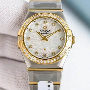 Omega Constellation Damen 123.25.27.20.55.007 Replica - Perlmutt-Zifferblatt Geriffelte Luenette