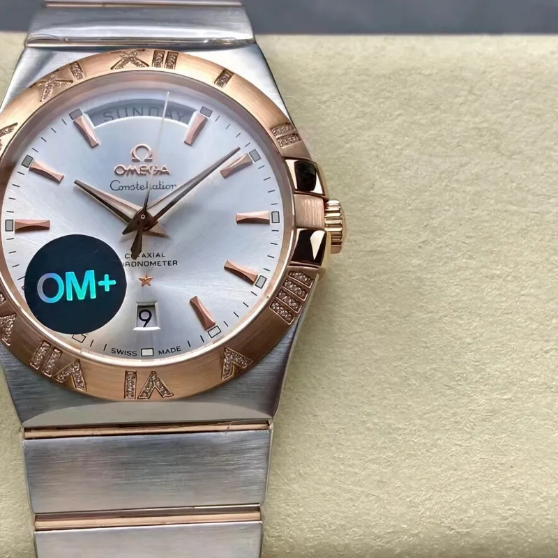 Omega Constellation 123.25.38.22.02.001 Replica - Silbernes Zifferblatt Geriffelte Luenette