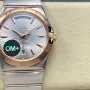 Omega Constellation 123.20.38.22.02.001 Replica - Silbernes Zifferblatt Geriffelte Luenette