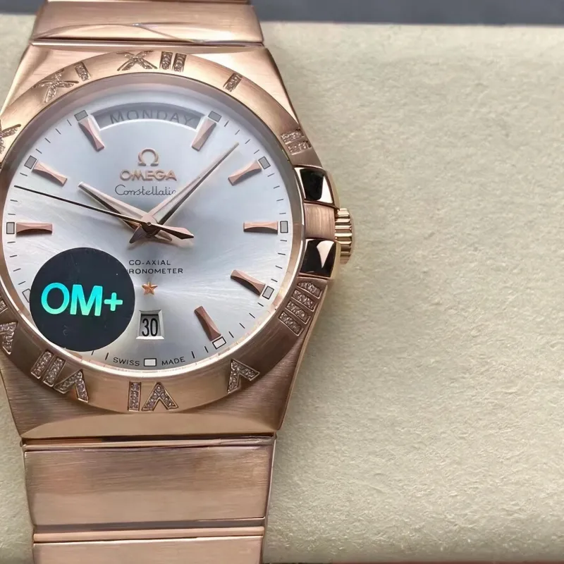 Omega Constellation 123.55.38.22.02.001 Replica - Silbernes Zifferblatt Geriffelte Luenette
