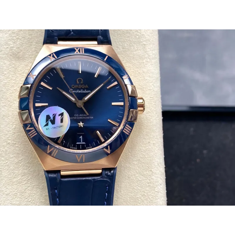Omega Constellation 131.63.41.21.03.001 Replica - Blaues Zifferblatt Rosegold