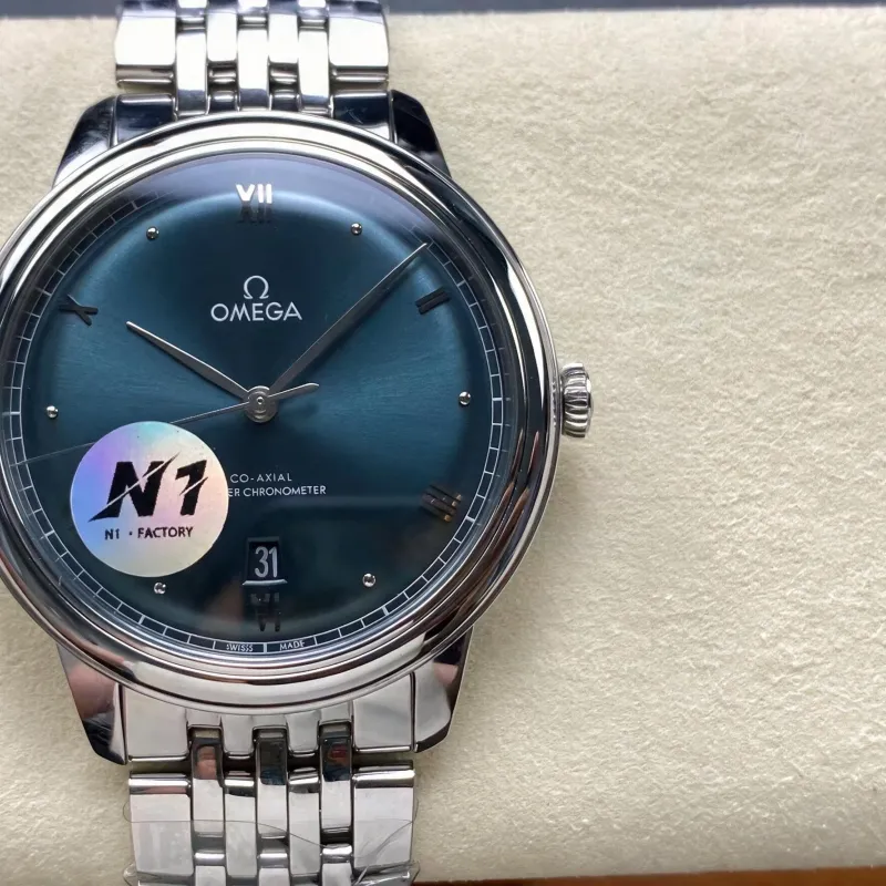 Omega De Ville 434.10.40.20.10.001 Replica - Gruenes Zifferblatt Edelstahl