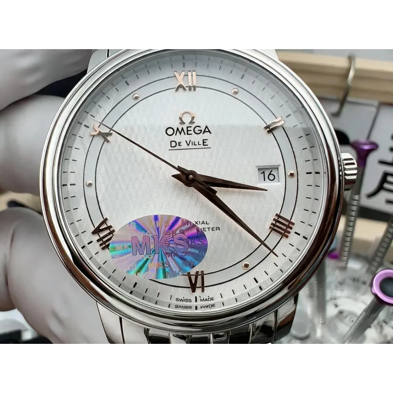 Omega De Ville 424.10.40.20.02.004 Replica - Silbernes Zifferblatt Edelstahl