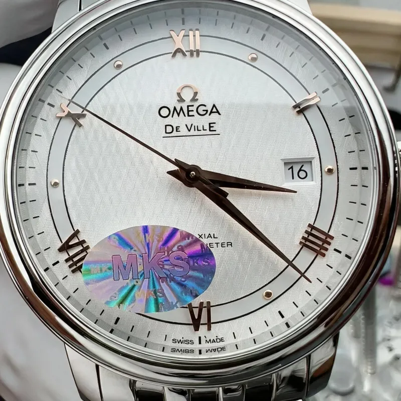 Omega De Ville 424.10.40.20.02.004 Replica - Silbernes Zifferblatt Edelstahl