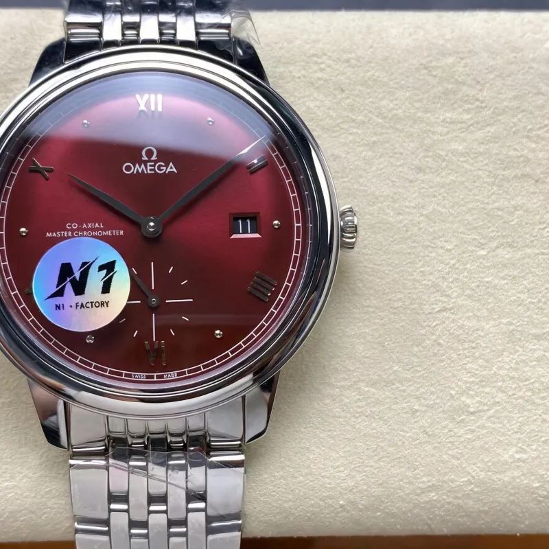 Omega De Ville 434.10.41.20.11.001 Replica - Rotes Zifferblatt Edelstahl