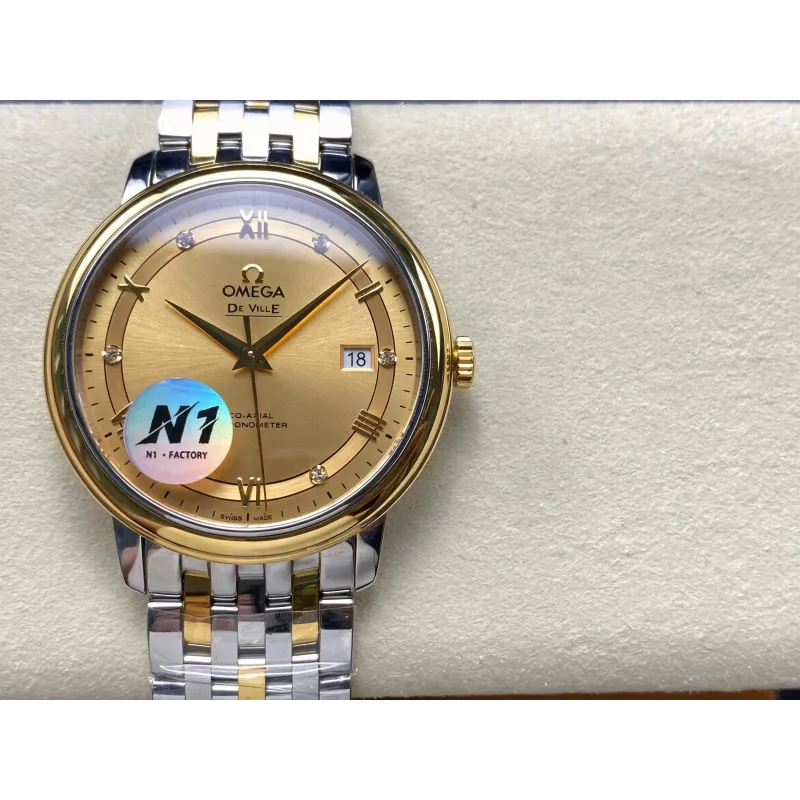 Omega De Ville 424.20.40.20.58.001 Replica - Champagner Zifferblatt Edelstahl