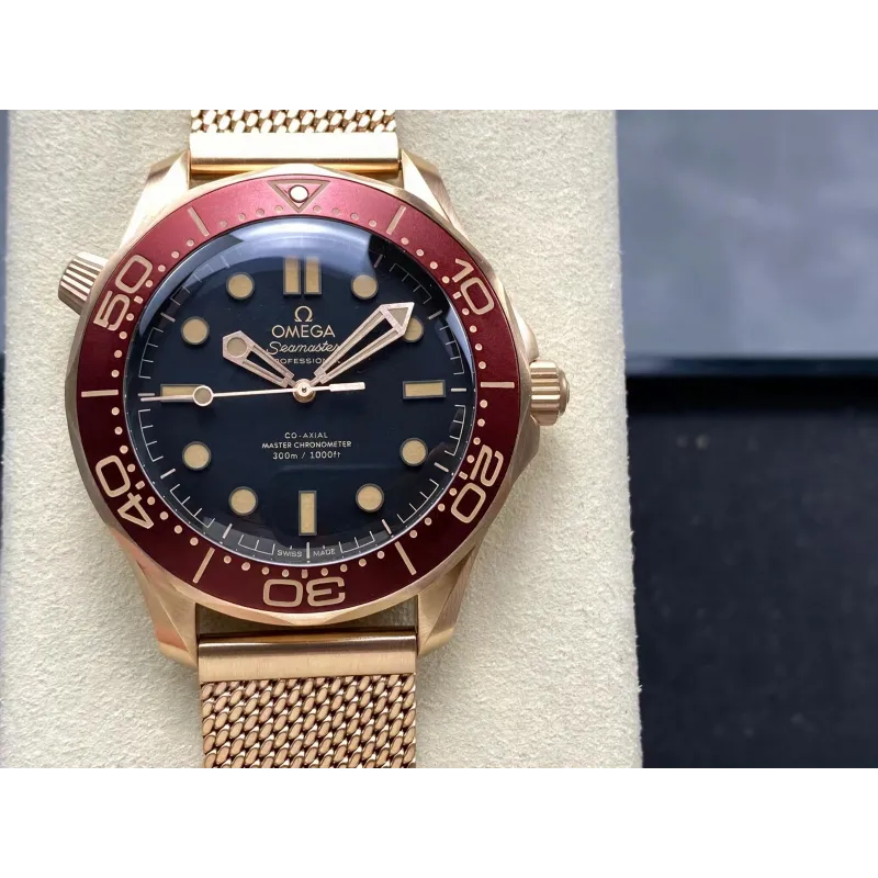 Omega Seamaster 210.90.42.20.01.003 Replica - Schwarzes Zifferblatt Geriffelte Luenette