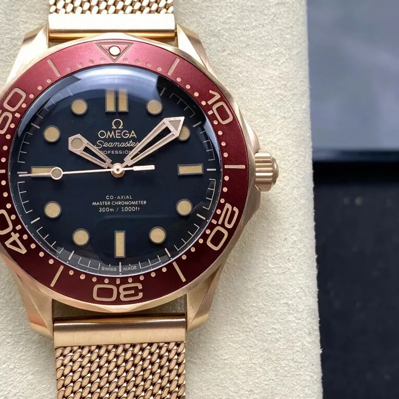 Omega Seamaster 210.90.42.20.01.003 Replica - Schwarzes Zifferblatt Geriffelte Luenette
