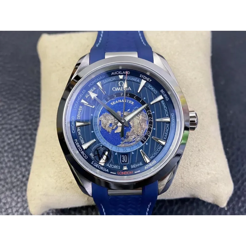 Omega Seamaster Aqua Terra 150M Worldtimer 220.12.43.22.03.001 Replica - Blaues Zifferblatt
