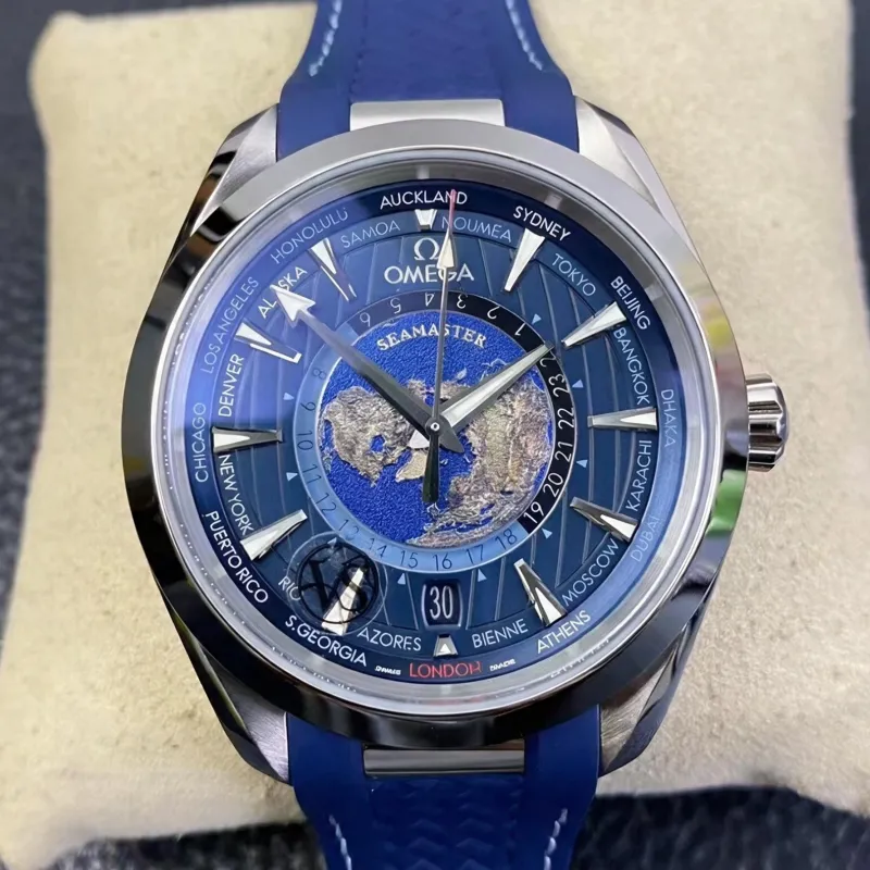 Omega Seamaster Aqua Terra 150M Worldtimer 220.12.43.22.03.001 Replica - Blaues Zifferblatt