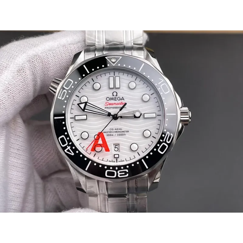 Omega Seamaster 210.30.42.20.04.001 Replica - Weisses Zifferblatt Geriffelte Luenette