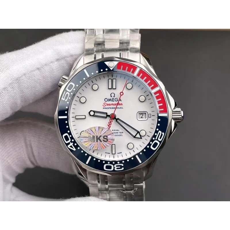 Omega Seamaster 212.32.41.20.04.001 Replica - Weisses Zifferblatt Geriffelte Luenette