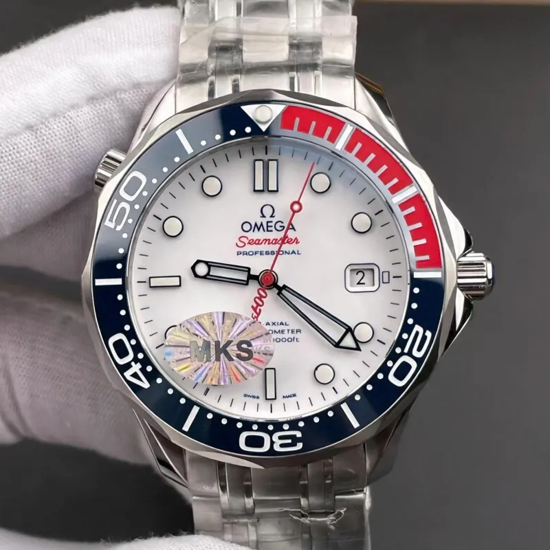 Omega Seamaster 212.32.41.20.04.001 Replica - Weisses Zifferblatt Geriffelte Luenette