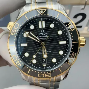 Omega Seamaster 210.20.42.20.01.002 Replica - Schwarzes Zifferblatt Geriffelte Luenette