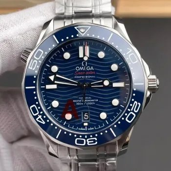 Omega Seamaster 210.30.42.20.03.001 Replica - Blaues Zifferblatt Geriffelte Luenette