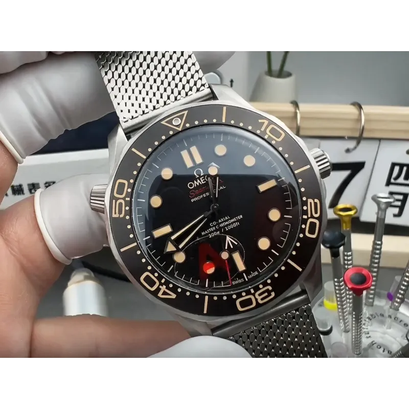 Omega Seamaster No Time To Die 210.90.42.20.01.001 Replica - Braunes Zifferblatt Geriffelte Luenette