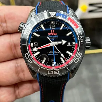 Omega Seamaster 215.92.46.22.01.004 Replica - Schwarzes Zifferblatt Geriffelte Luenette
