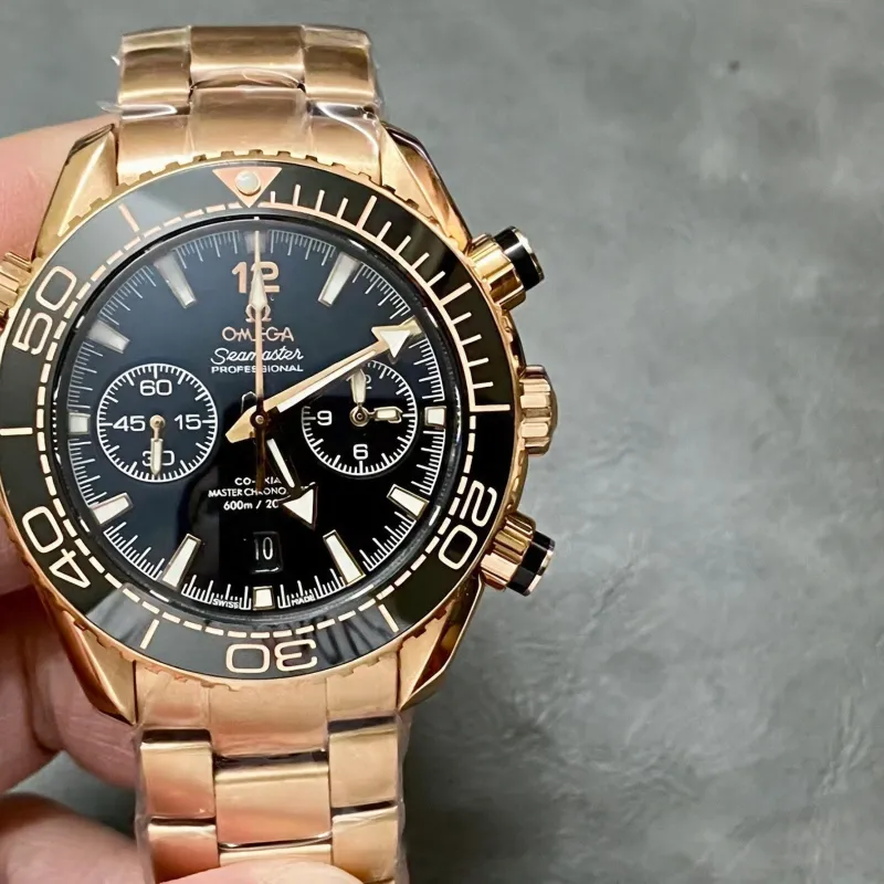 Omega Seamaster Planet Ocean 600M 215.63.46.51.01.001 Replica - Schwarzes Zifferblatt Rosegold