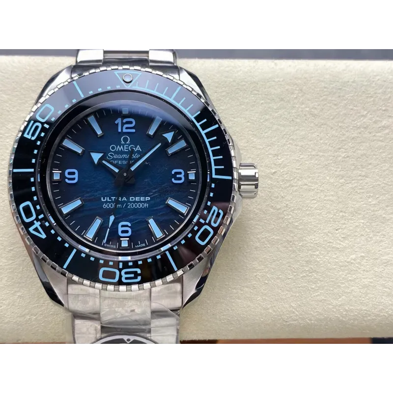 Omega Seamaster 215.30.46.21.03.002 Replica - Blaues Zifferblatt Geriffelte Luenette