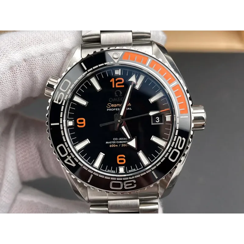 Omega Seamaster 215.30.44.21.01.002 Replica - Schwarzes Zifferblatt Geriffelte Luenette