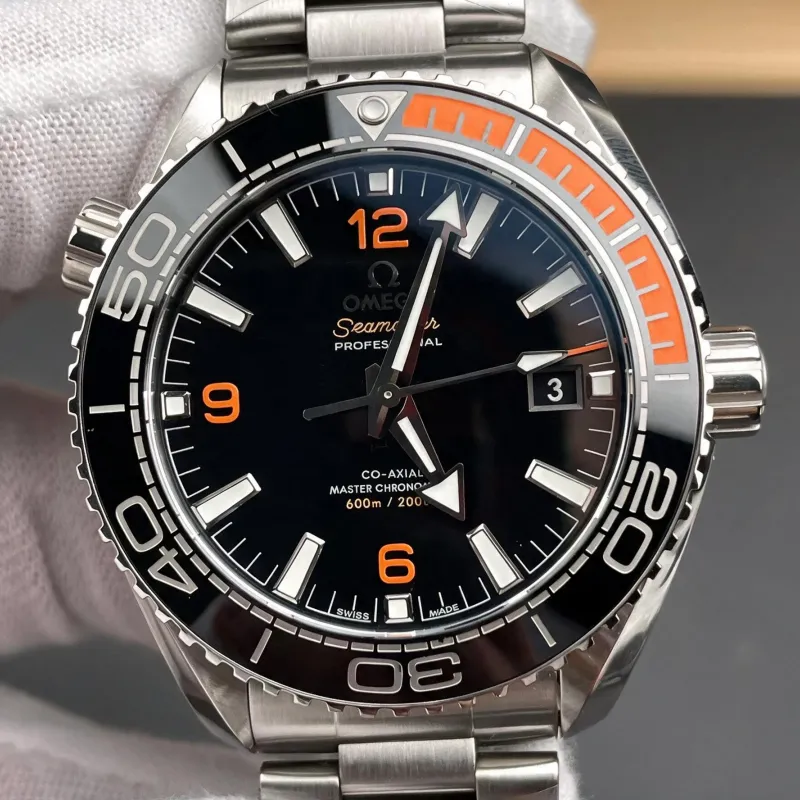 Omega Seamaster 215.30.44.21.01.002 Replica - Schwarzes Zifferblatt Geriffelte Luenette
