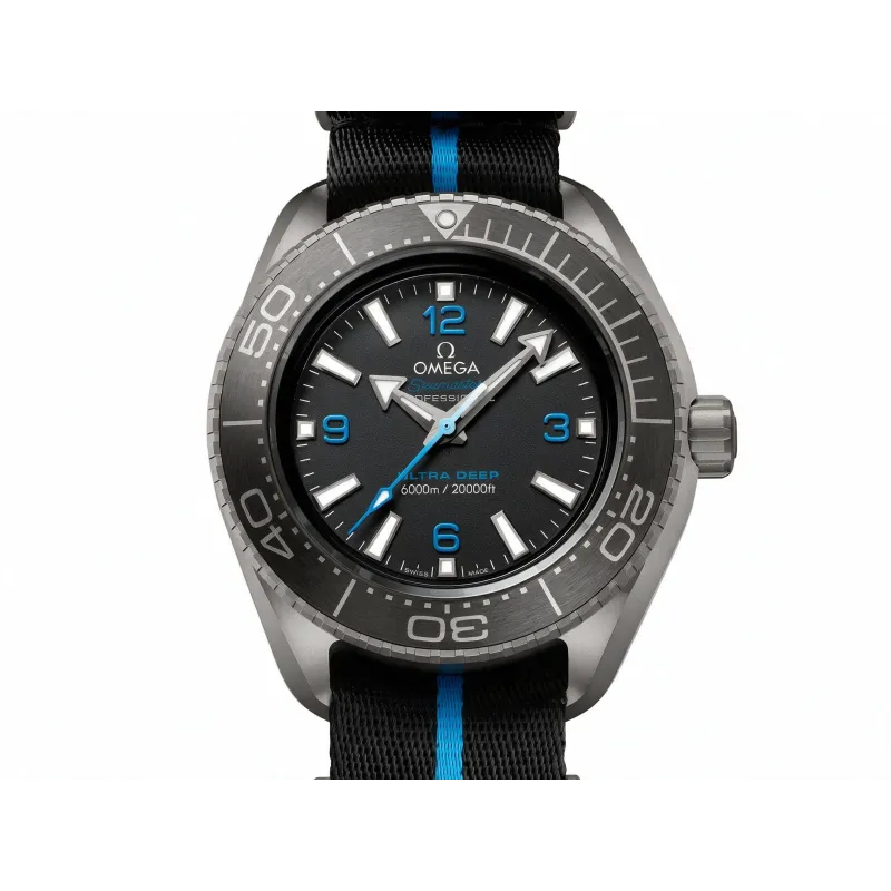 Omega Seamaster 215.92.46.21.01.001 Replica - Schwarzes Zifferblatt Geriffelte Luenette