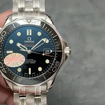 Omega Seamaster 212.30.41.20.01.003 Replica - Schwarzes Zifferblatt Geriffelte Luenette