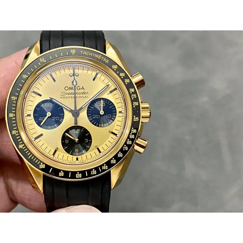 Omega Speedmaster 310.62.42.50.99.001 Replica - Goldenes Zifferblatt Tachymeter-Luenette