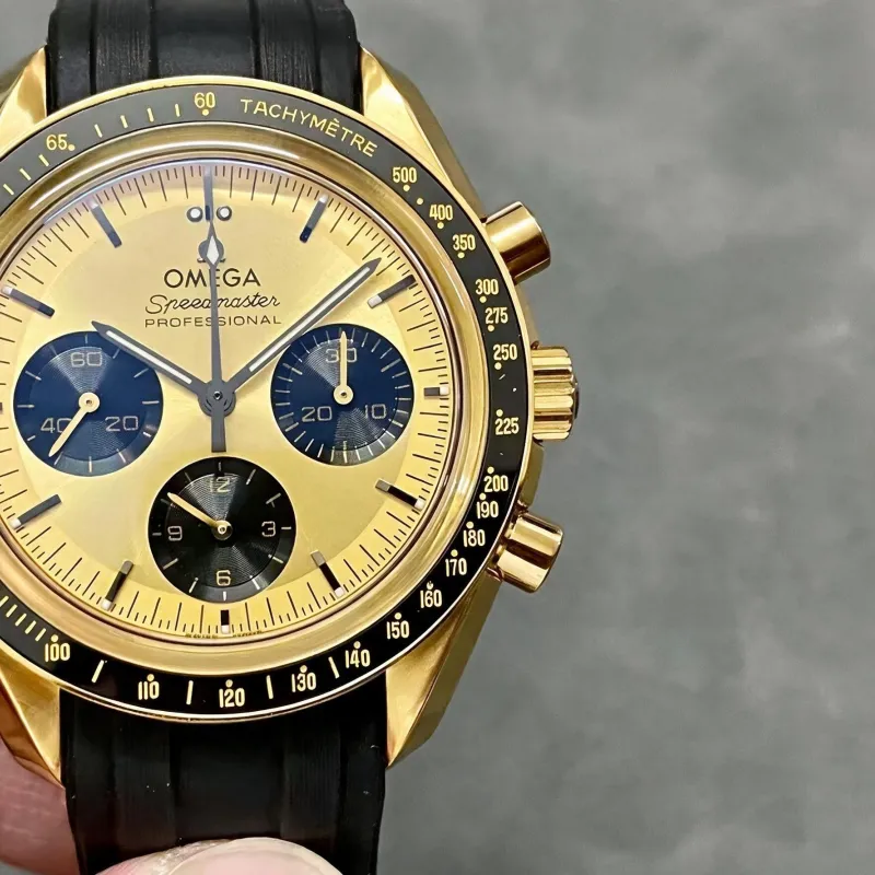 Omega Speedmaster 310.62.42.50.99.001 Replica - Goldenes Zifferblatt Tachymeter-Luenette