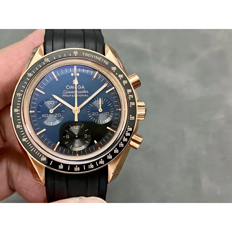 Omega Speedmaster 310.63.42.50.01.001 (RUBBER STRAP) Replica - Schwarzes Zifferblatt Rosegold