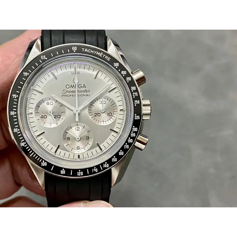 Omega Speedmaster 310.63.42.50.02.001 (RUBBER STRAP) Replica - Silbernes Zifferblatt Edelstahl