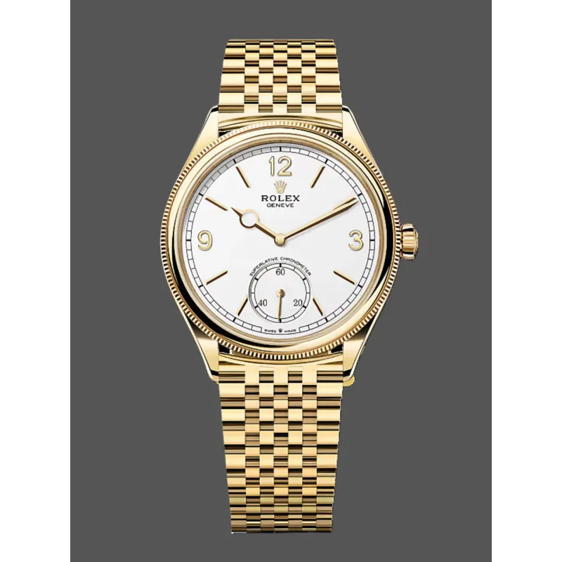 Rolex Perpetual 1908 52508 Replica - Weisses Zifferblatt Geriffelte Luenette